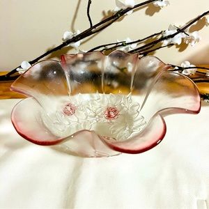 Vintage ‘80s Mikasa Rosella Pink Glass Serving Bowl